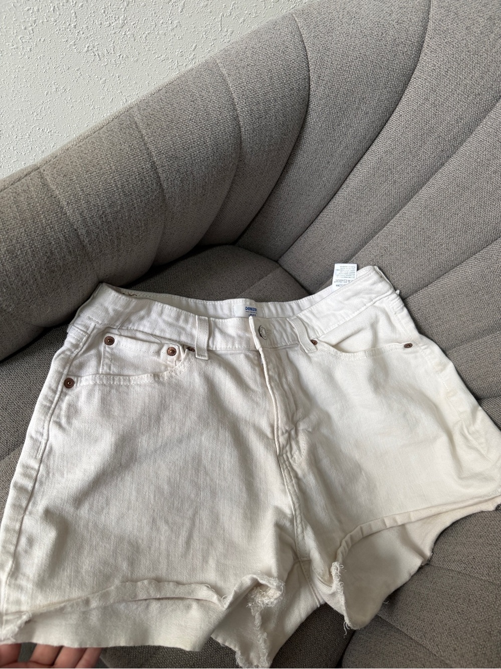 Denizen from Levi's Off-White Denim Cutoff Shorts